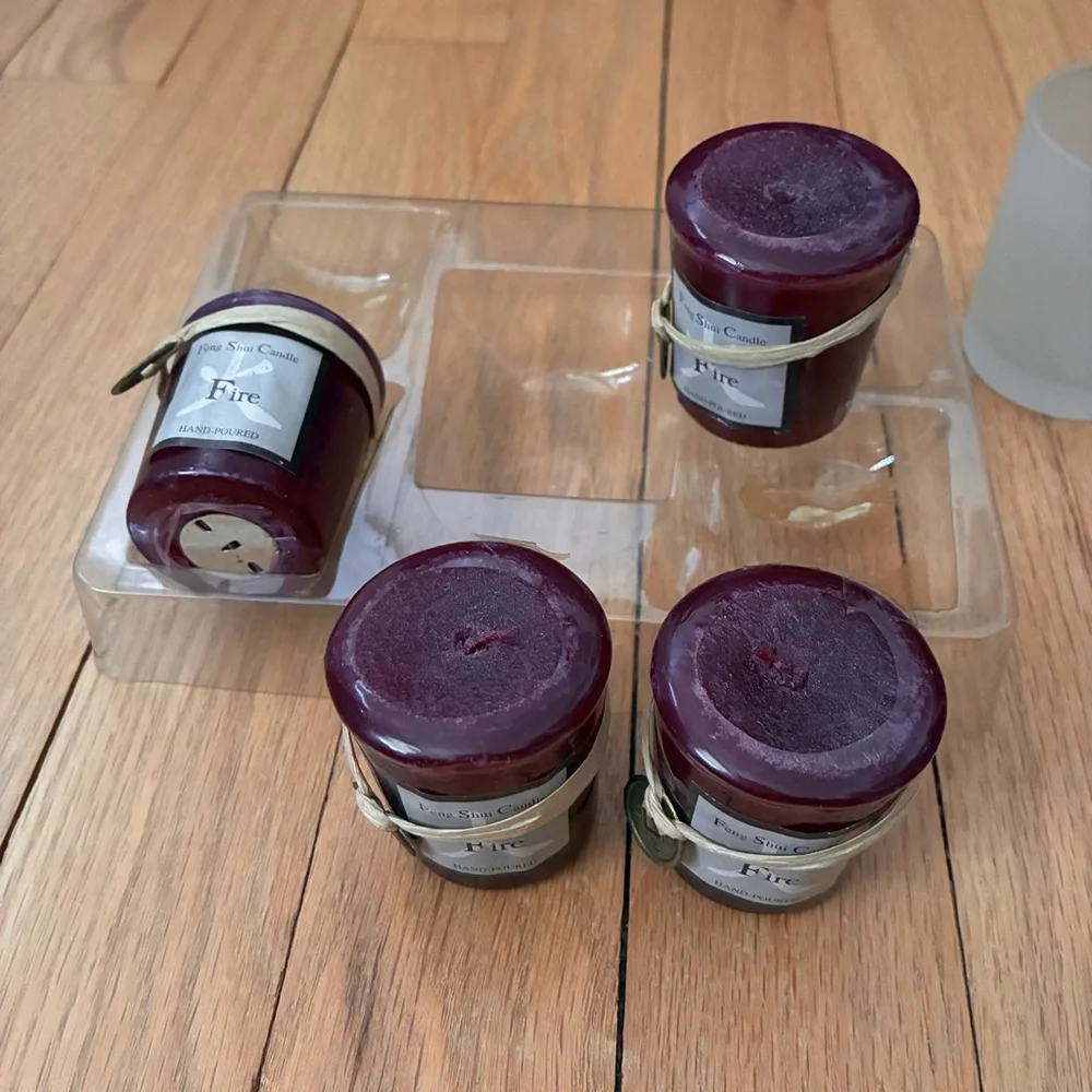 Feng Shui Candle Set, color Wine, Hand Poured.
